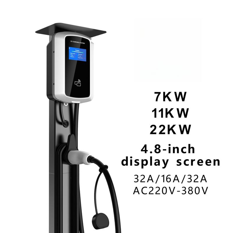 4.8 pollici schermo LCD 480V AC Wall Box caricabatterie Wall Mounted EV Charging Station Swiping Card