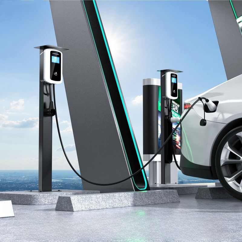 4.8 pollici schermo LCD 480V AC Wall Box caricabatterie Wall Mounted EV Charging Station Swiping Card
