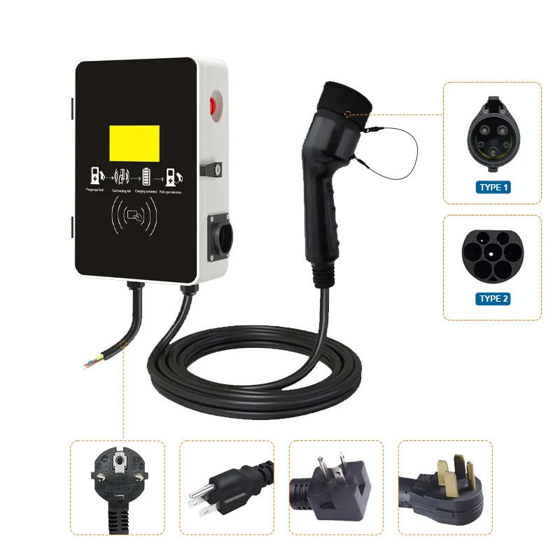 Stazione di ricarica per veicoli elettrici montata a parete da 7kw 3 fasi Fast Electric Box Tipo 1 e Tipo 2