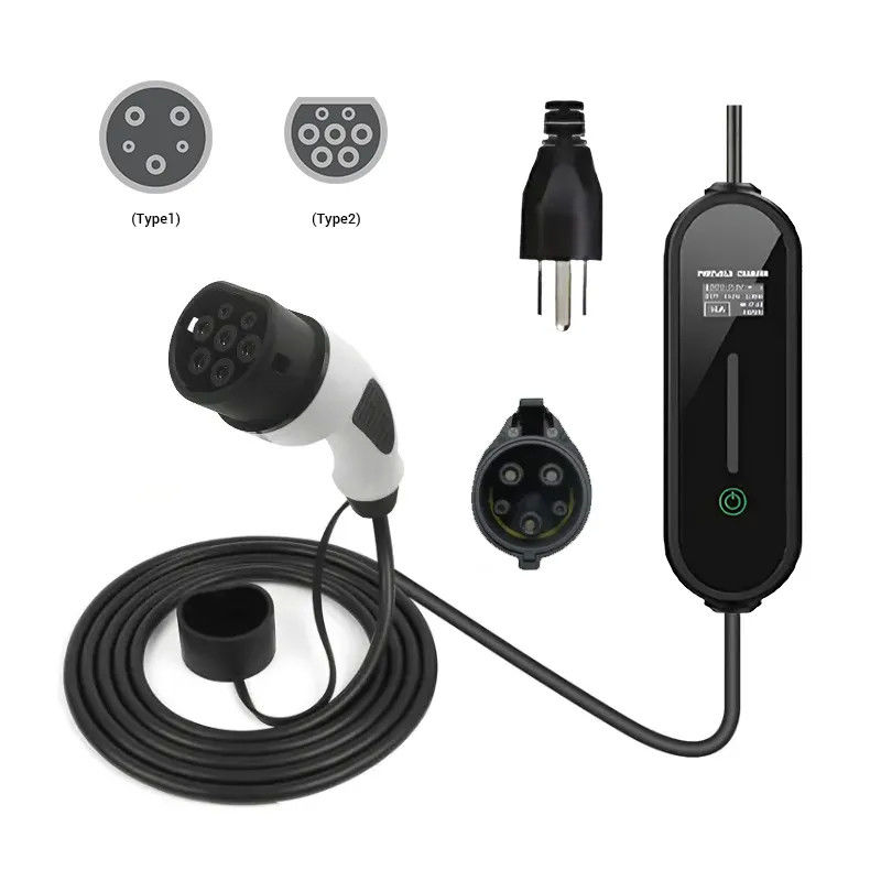 Conchiglia impermeabile 5 metri Cavo 16A Indicatore LED AC Caricabatterie veloci per veicoli elettrici
