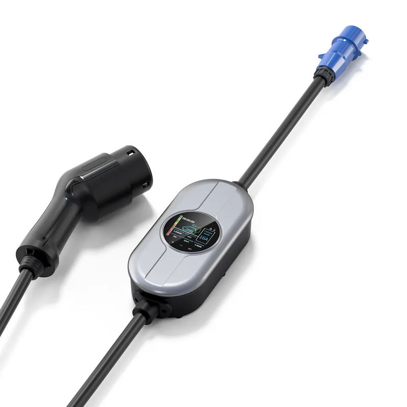 Tipo 2 IEC Lampada pilota a corrente regolabile OLCD Caricabatterie portatili AC EV impermeabile