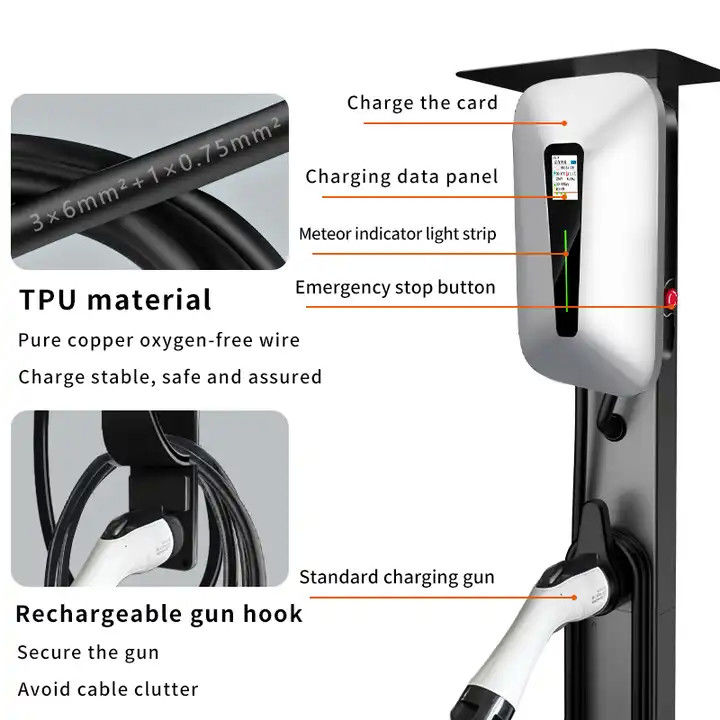 Tipo 1 e Tipo 2 RFID LCD Screen Wall EV Charger per tutte le auto elettriche